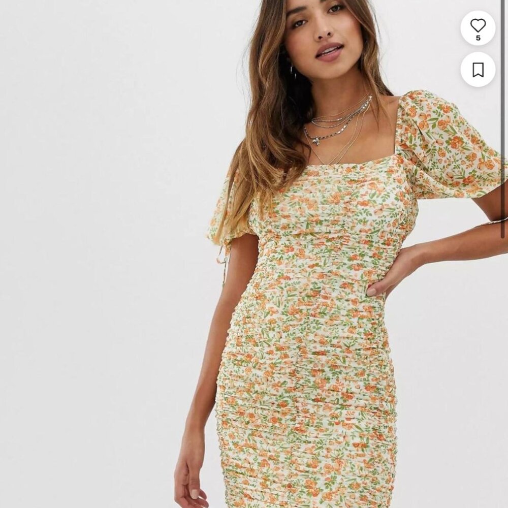 Skylar Rose Ruched Mini Dress with Balloon Sleeves